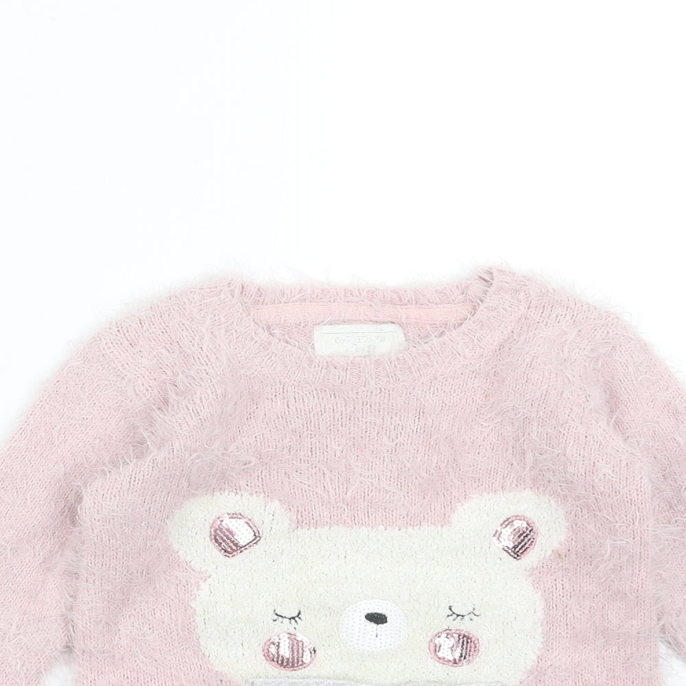 Primark Girls Pink   Pullover Jumper Size 3-4 Years  - bear