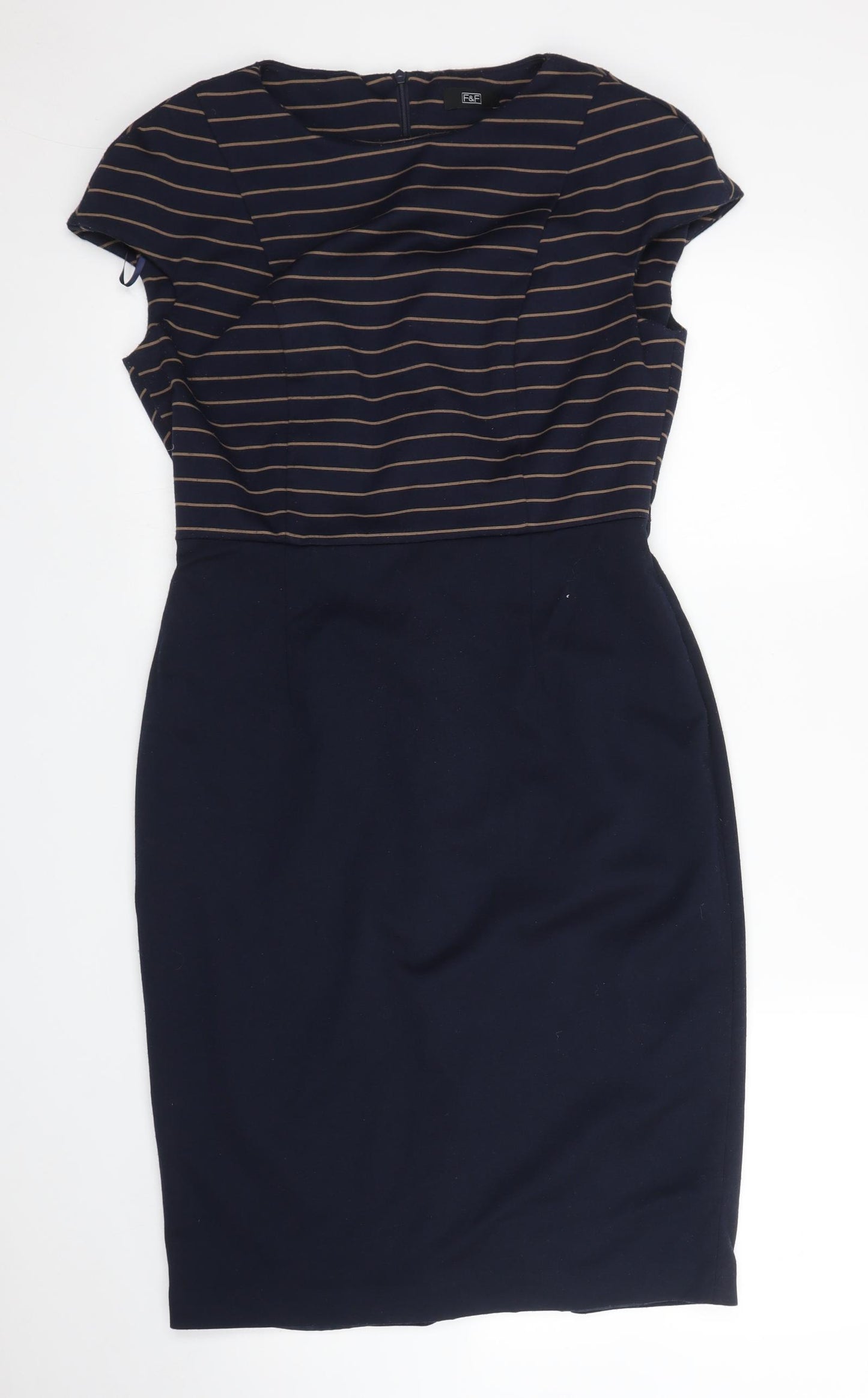 F&F Womens Blue Striped  Sheath  Size 12