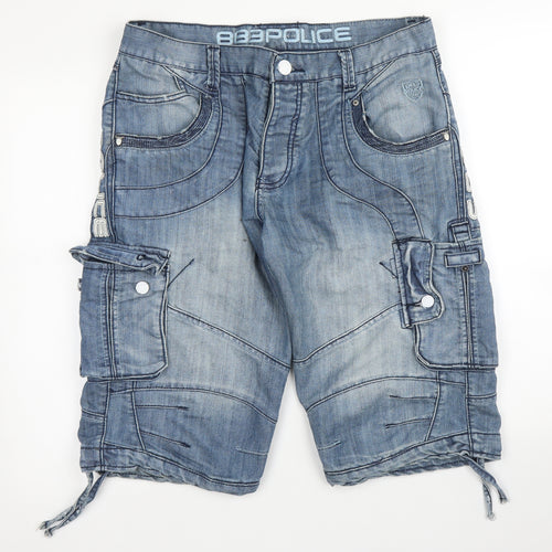 883 Police Mens Blue  Denim Cargo Shorts Size 36 in
