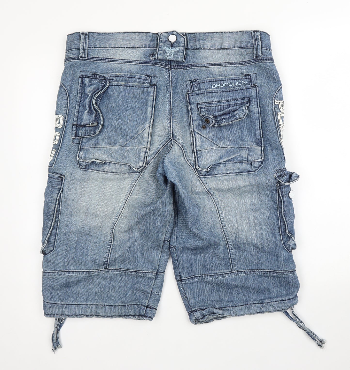 883 Police Mens Blue  Denim Cargo Shorts Size 36 in