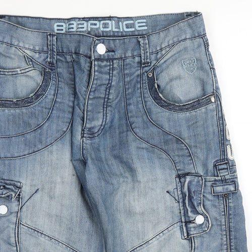 883 Police Mens Blue  Denim Cargo Shorts Size 36 in