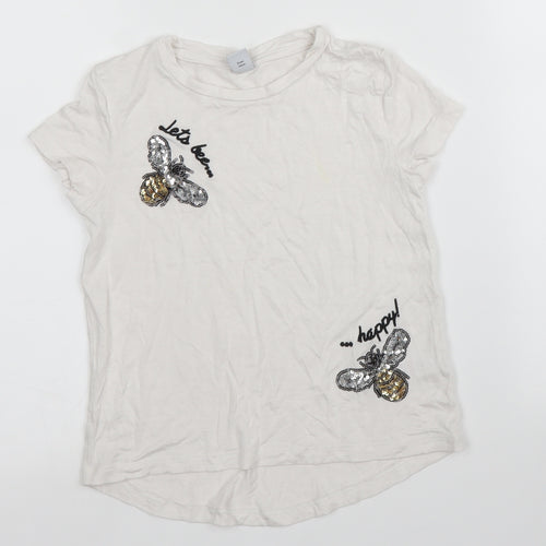 TU Girls White   Basic T-Shirt Size 5 Years