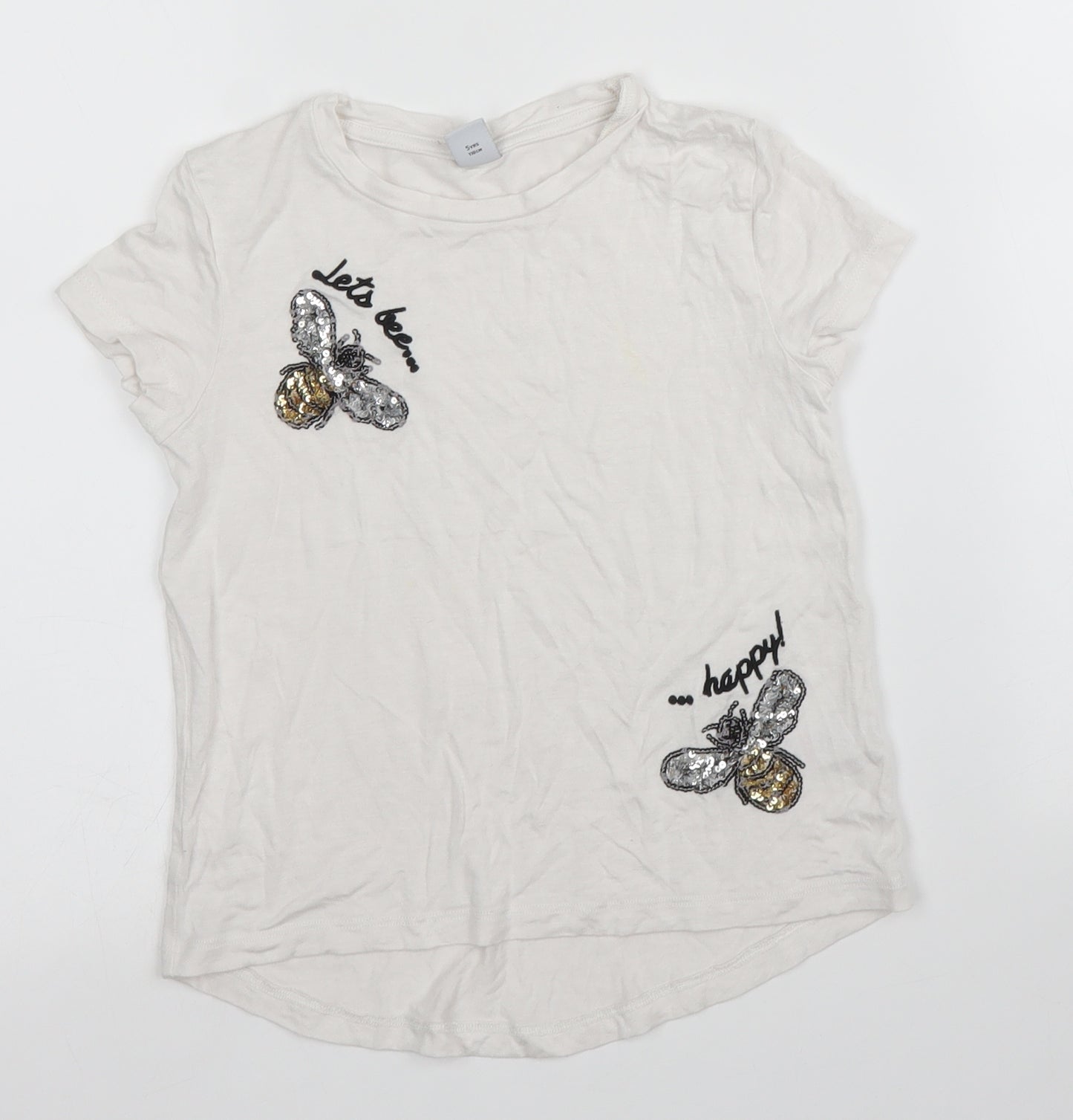TU Girls White   Basic T-Shirt Size 5 Years