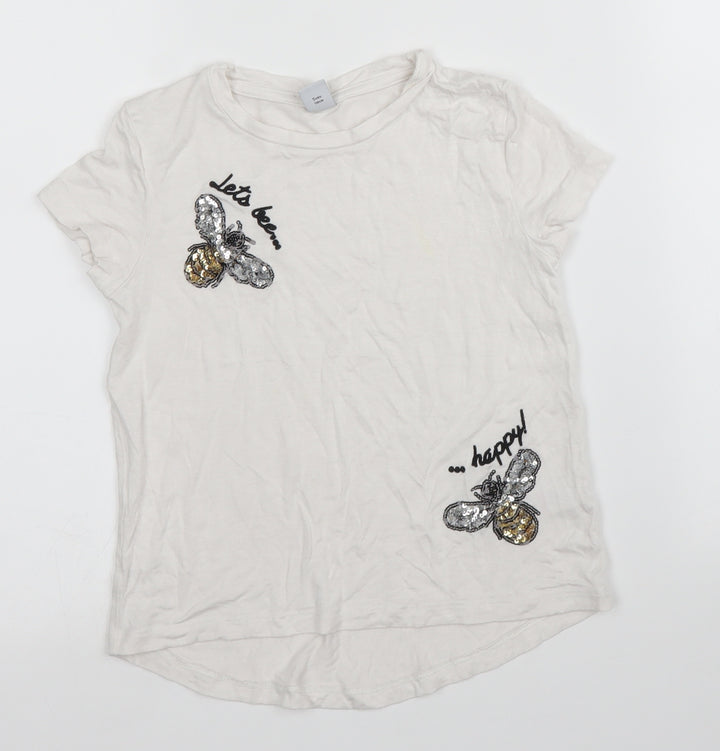 TU Girls White   Basic T-Shirt Size 5 Years