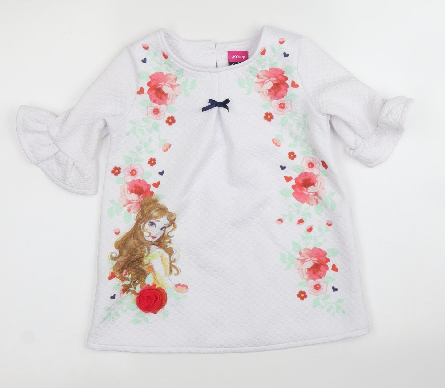 George Girls White Floral  Basic Blouse Size 4 Years  - Disney
