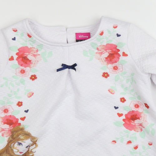 George Girls White Floral  Basic Blouse Size 4 Years  - Disney