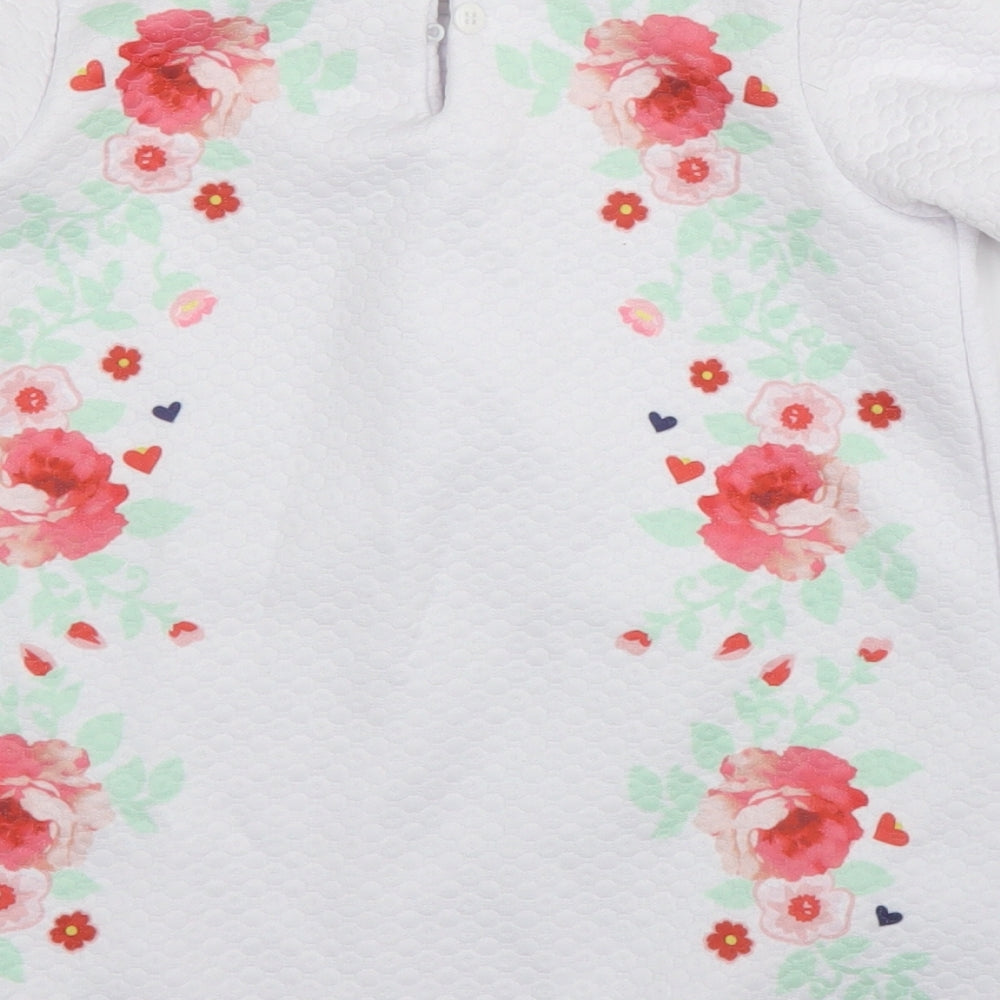 George Girls White Floral  Basic Blouse Size 4 Years  - Disney