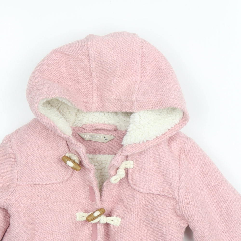 John Lewis Girls Pink   Overcoat Coat Size 2-3 Years