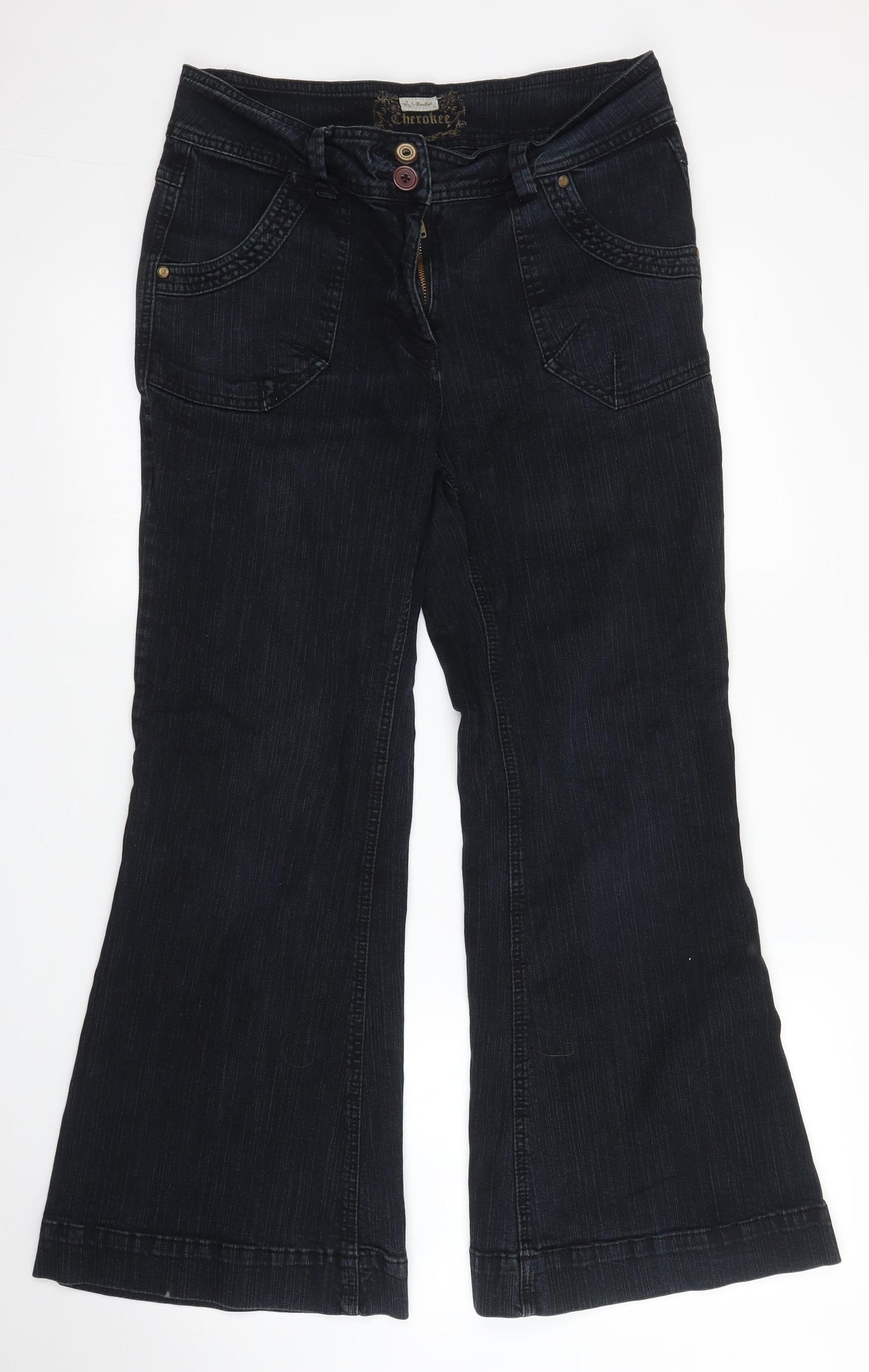 Cherokee Womens Blue  Denim Wide-Leg Jeans Size 12 L27 in