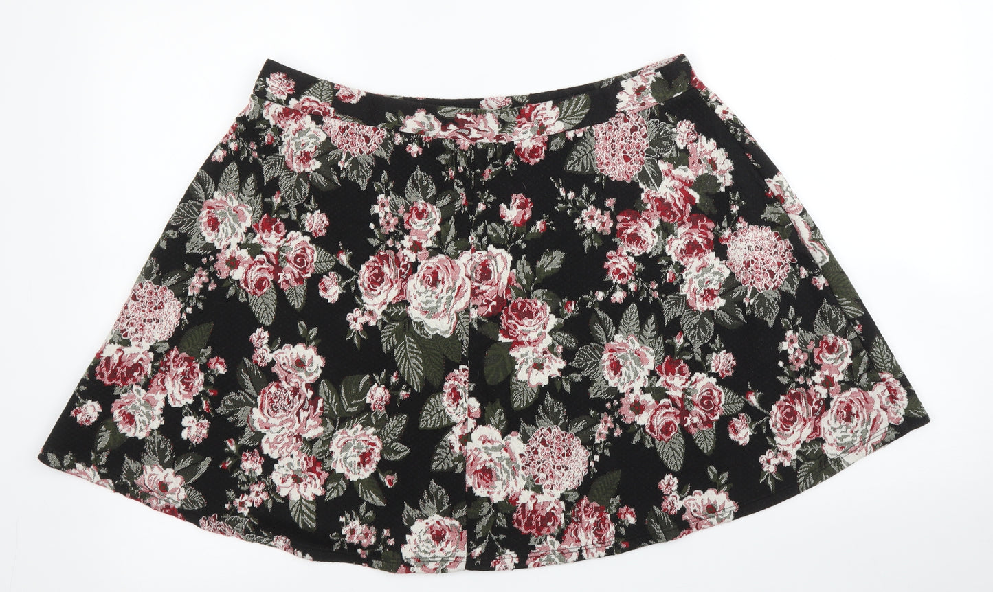 George Womens Black Floral  A-Line Skirt Size 18