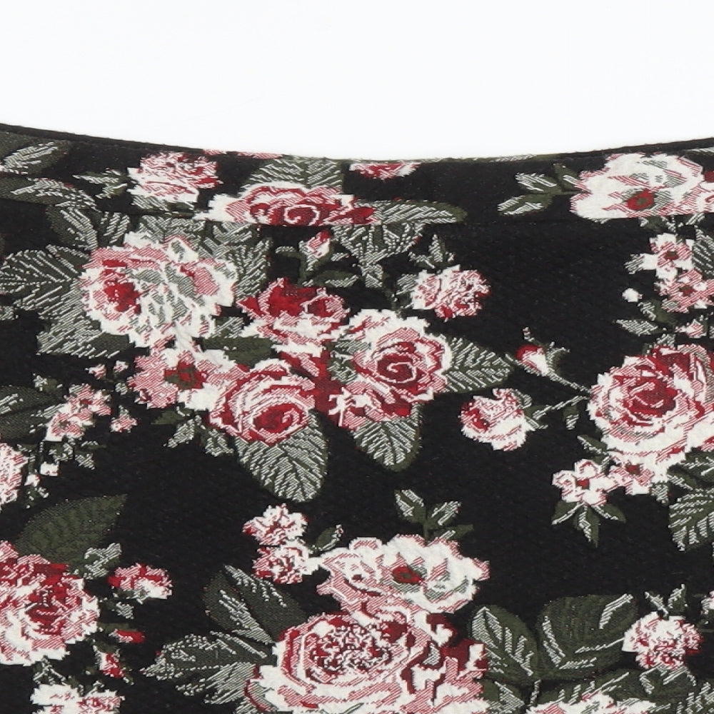 George Womens Black Floral  A-Line Skirt Size 18