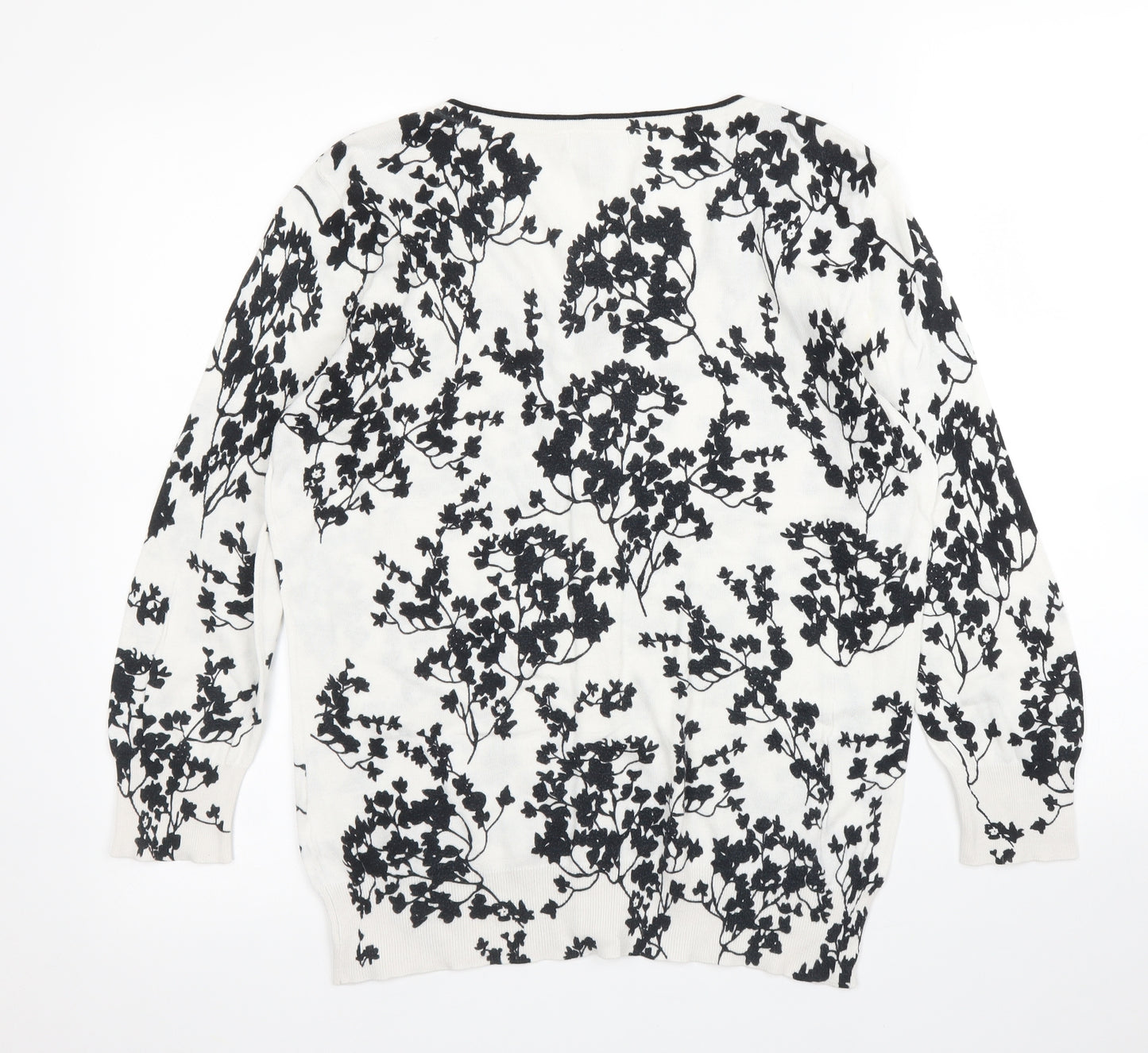 H&M Womens White Floral  Basic Blouse Size L
