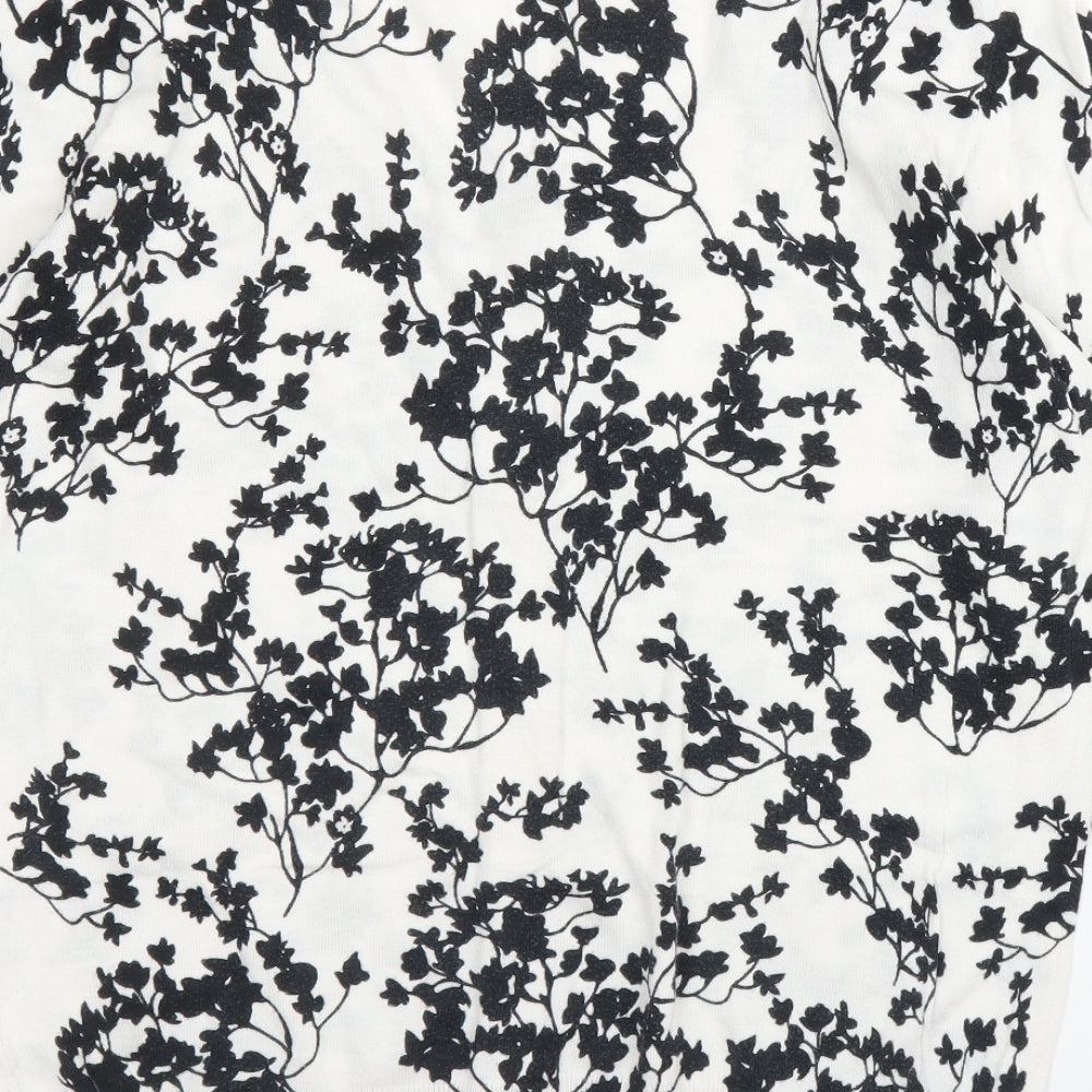 H&M Womens White Floral  Basic Blouse Size L