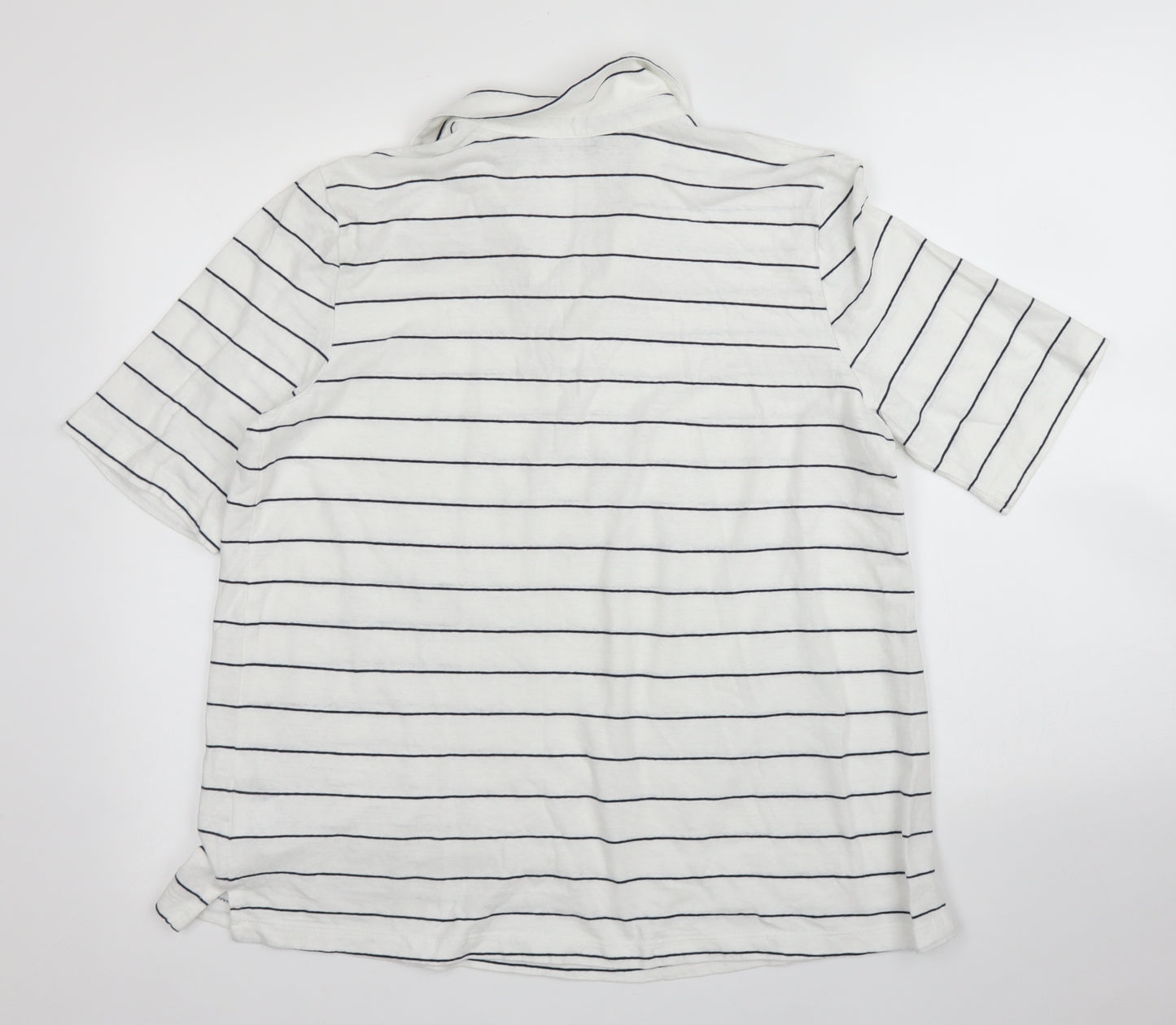 Lands' End Mens White Striped   T-Shirt Size L