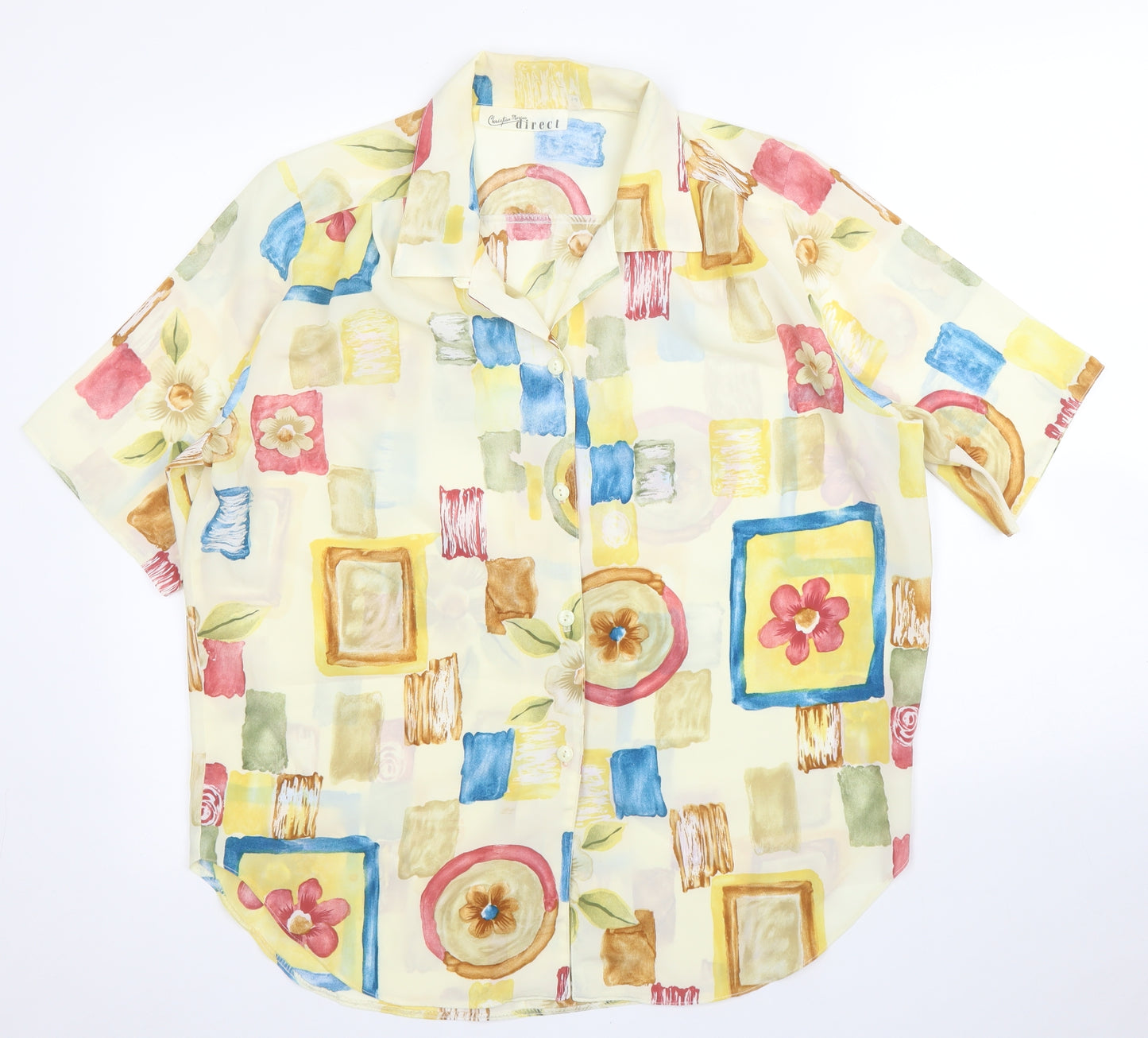 Direct Womens Yellow Floral  Basic Blouse Size 14