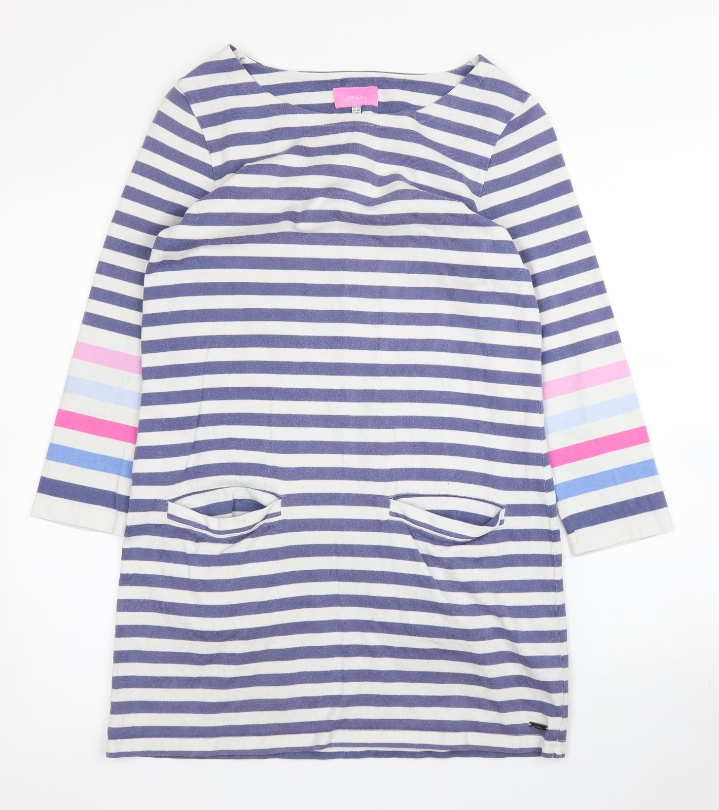 Joules Womens Blue Striped  Tunic T-Shirt Size 10