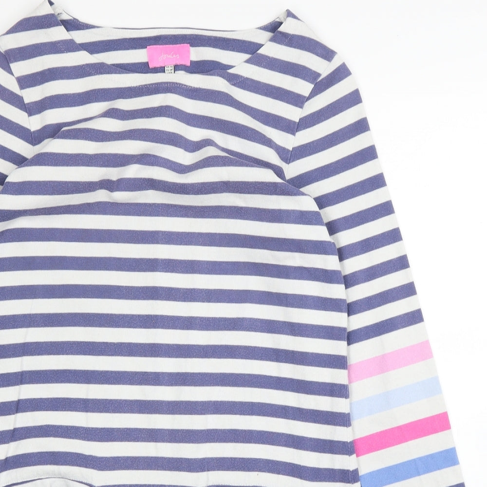 Joules Womens Blue Striped  Tunic T-Shirt Size 10