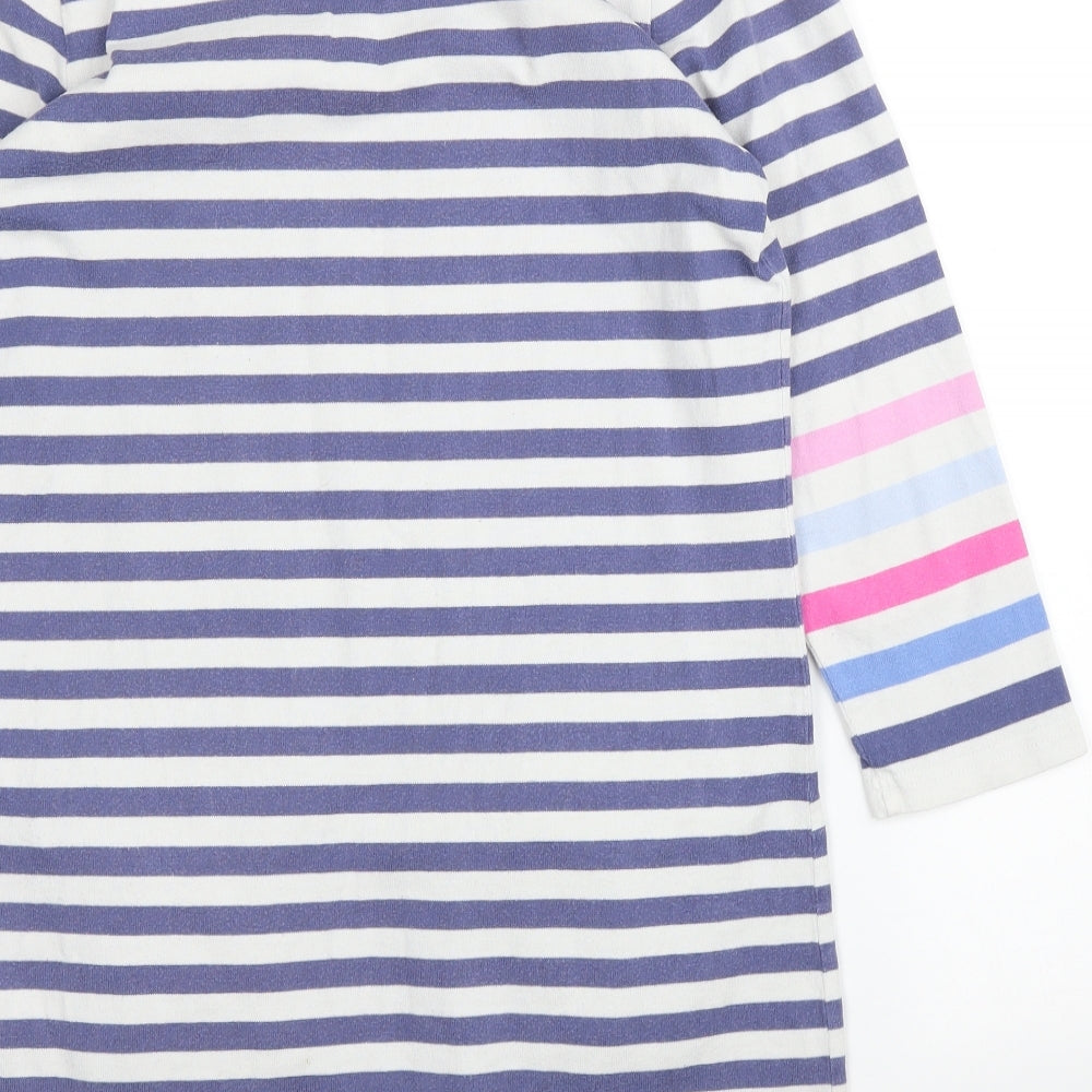 Joules Womens Blue Striped  Tunic T-Shirt Size 10