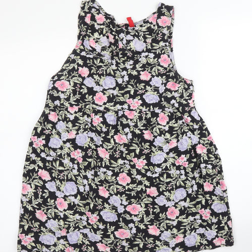 H&M Womens Black Floral  A-Line  Size 8