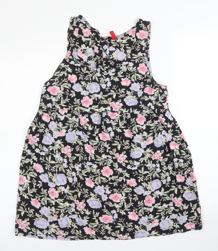 H&M Womens Black Floral  A-Line  Size 8