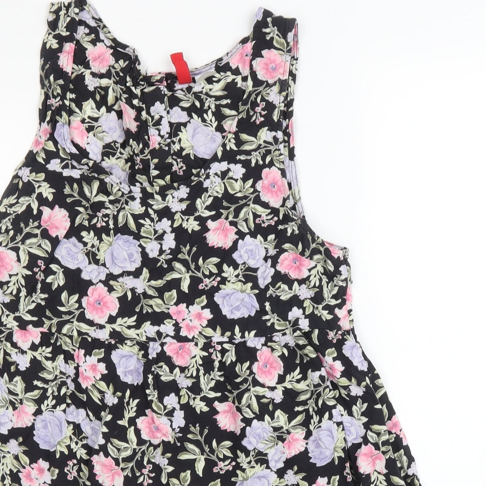 H&M Womens Black Floral  A-Line  Size 8