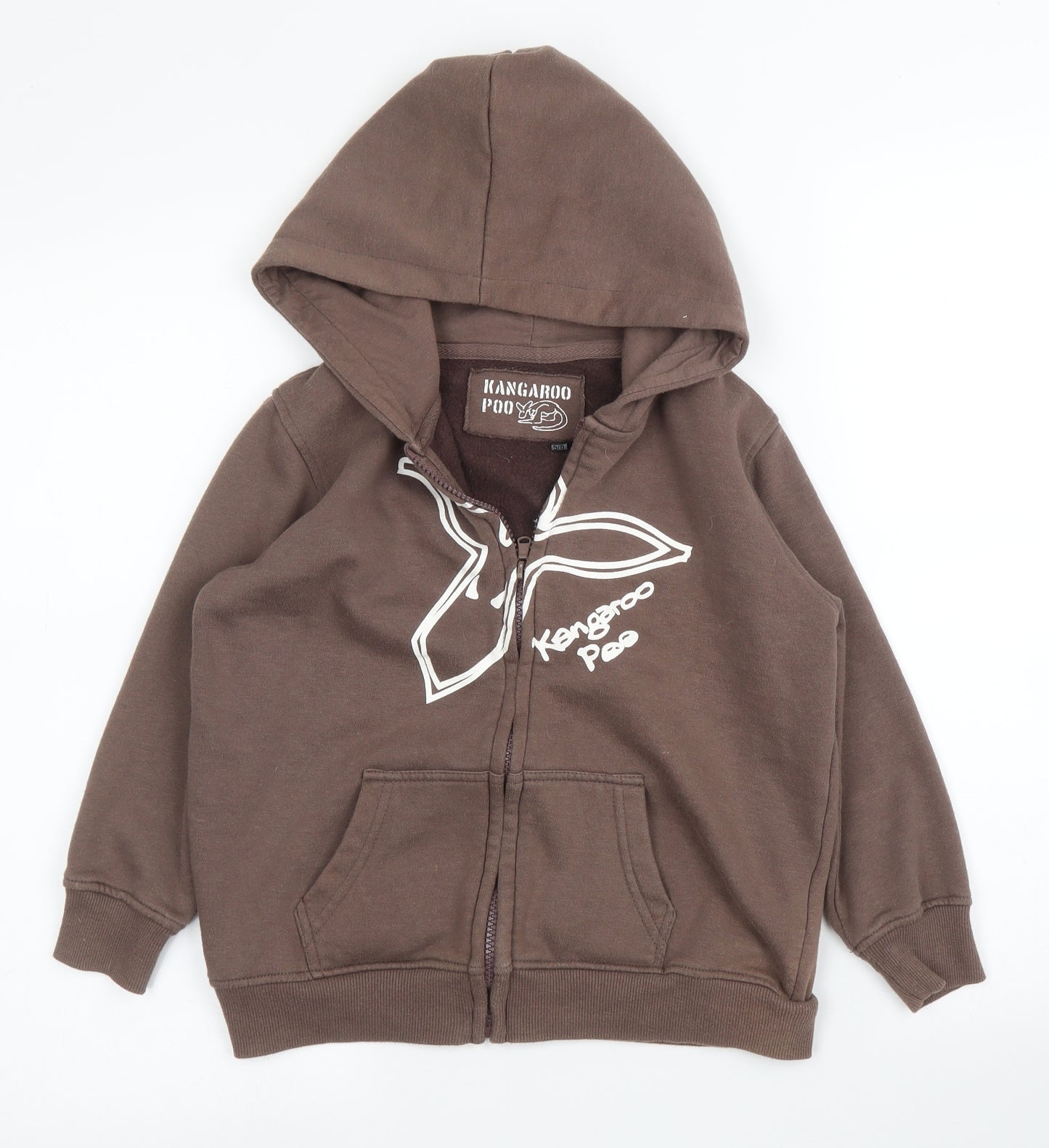 Kangaroo Poo Boys Brown   Full Zip Hoodie Size 5 Years