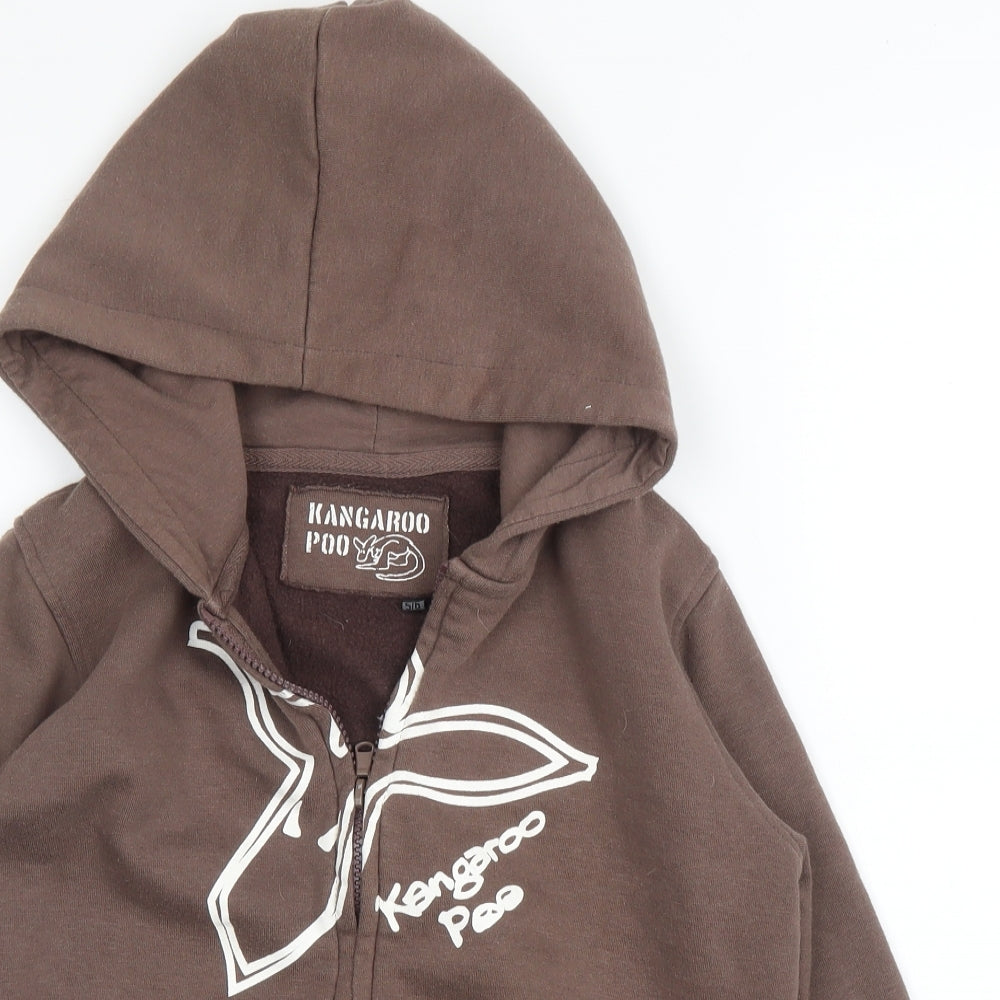 Kangaroo Poo Boys Brown   Full Zip Hoodie Size 5 Years
