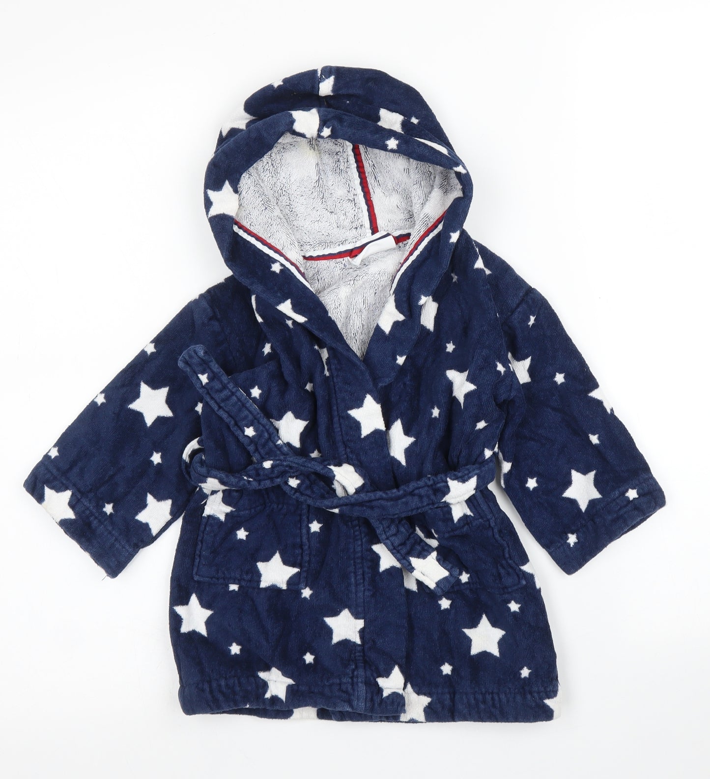 Little White Company Boys Blue Solid  Capri Robe Size 18-24 Months