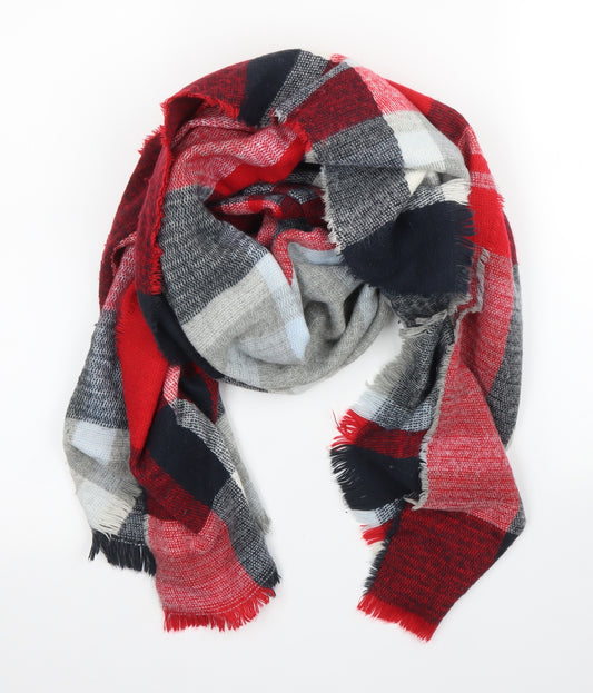 Preworn Mens Red Plaid  Scarf  One Size