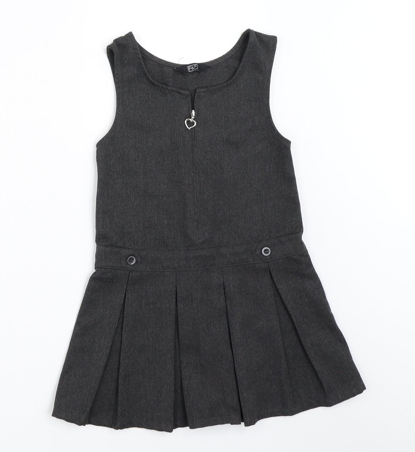F&F Girls Grey   Pinafore/Dungaree Dress  Size 3-4 Years  - school dress