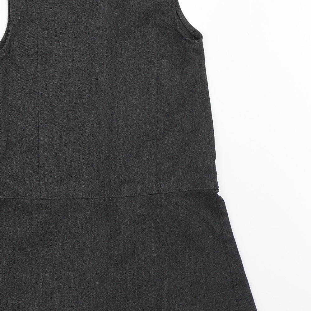 F&F Girls Grey   Pinafore/Dungaree Dress  Size 3-4 Years  - school dress