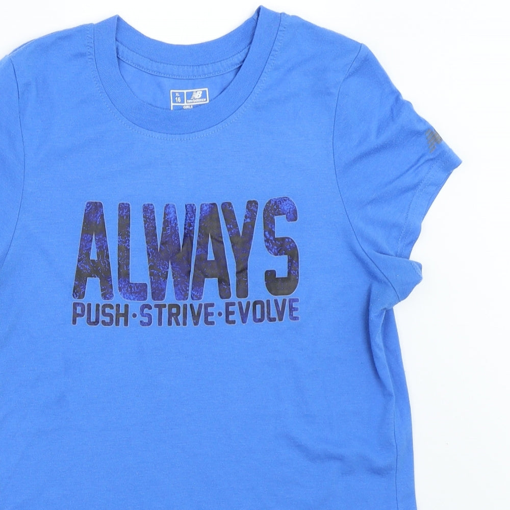 New Balance Girls Blue   Basic T-Shirt Size 16 Years