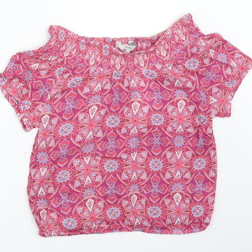 Miss Evie Girls Pink Geometric  Basic Blouse Size 13-14 Years