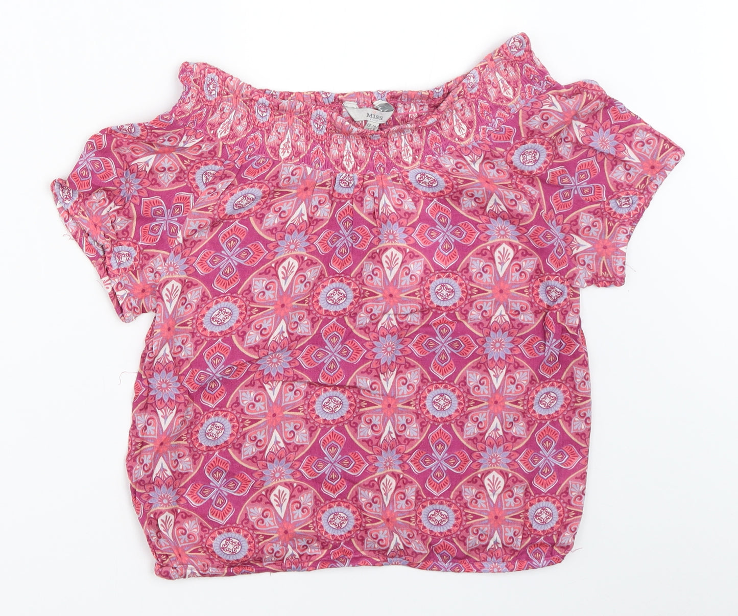 Miss Evie Girls Pink Geometric  Basic Blouse Size 13-14 Years