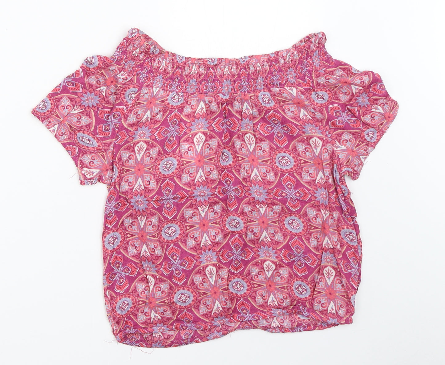 Miss Evie Girls Pink Geometric  Basic Blouse Size 13-14 Years