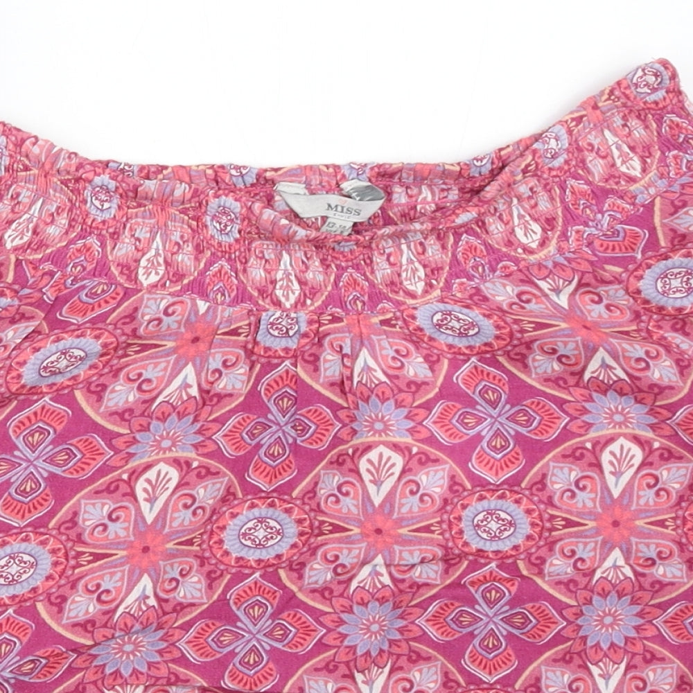 Miss Evie Girls Pink Geometric  Basic Blouse Size 13-14 Years