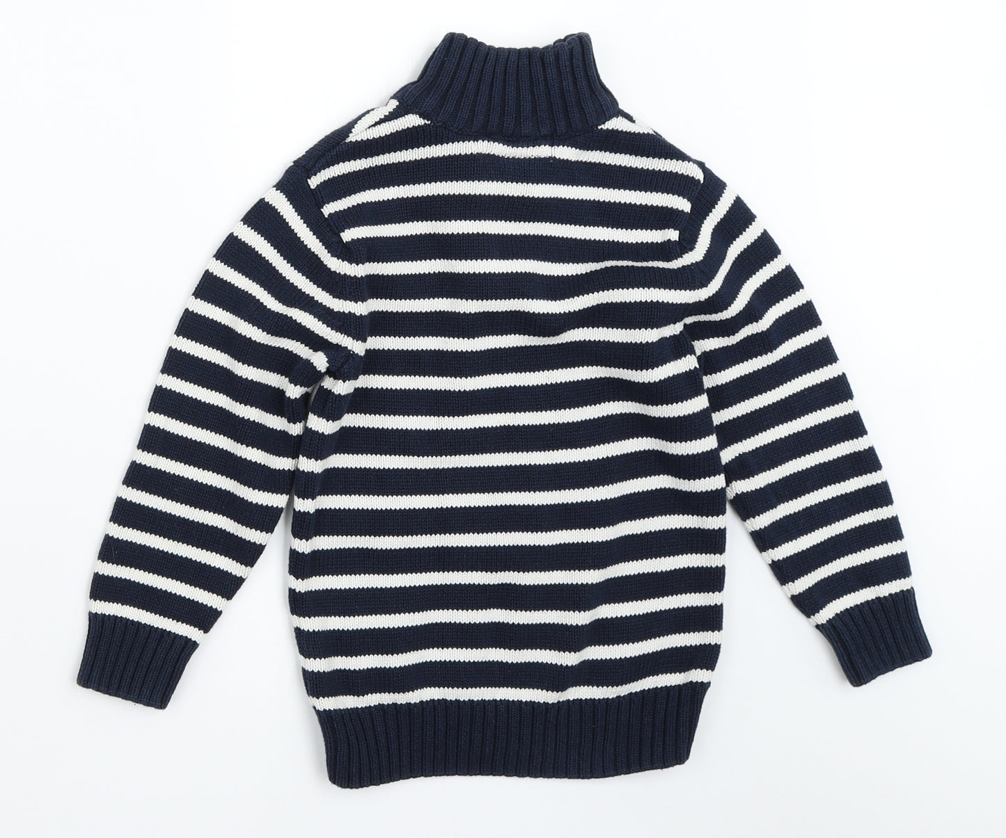 H&M Boys Blue Striped  Henley Jumper Size 5-6 Years
