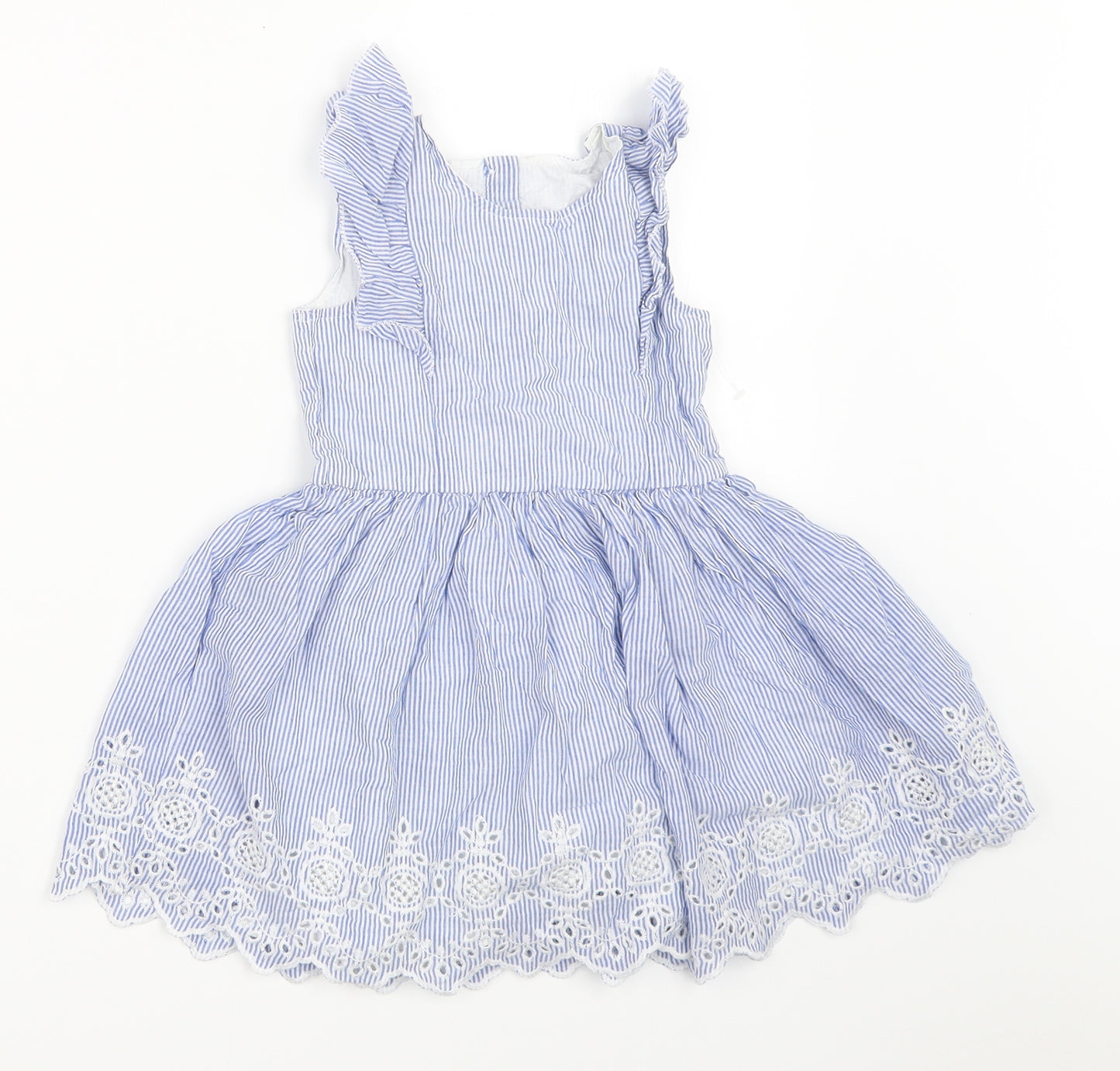 Matalan Girls Blue Striped  Fit & Flare  Size 2-3 Years
