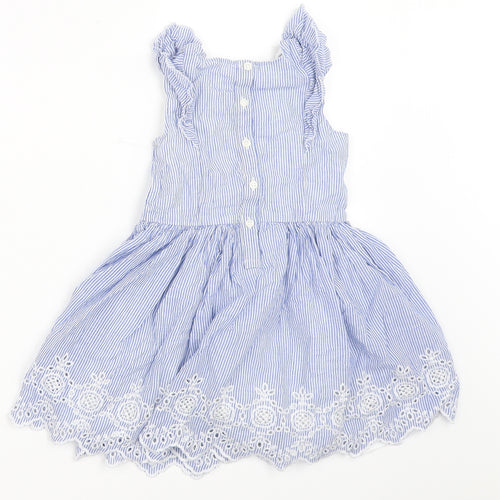 Matalan Girls Blue Striped  Fit & Flare  Size 2-3 Years