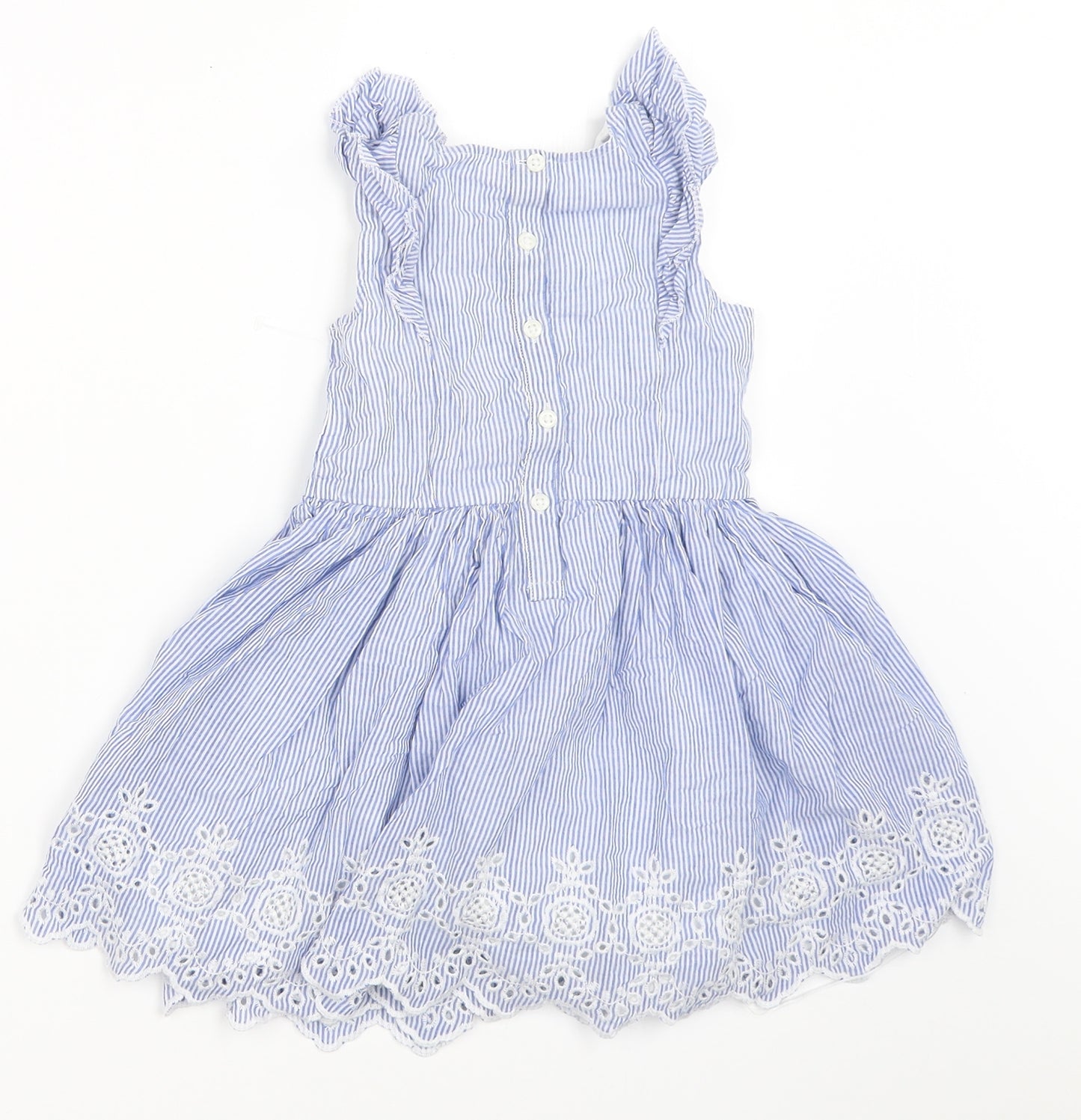 Matalan Girls Blue Striped  Fit & Flare  Size 2-3 Years