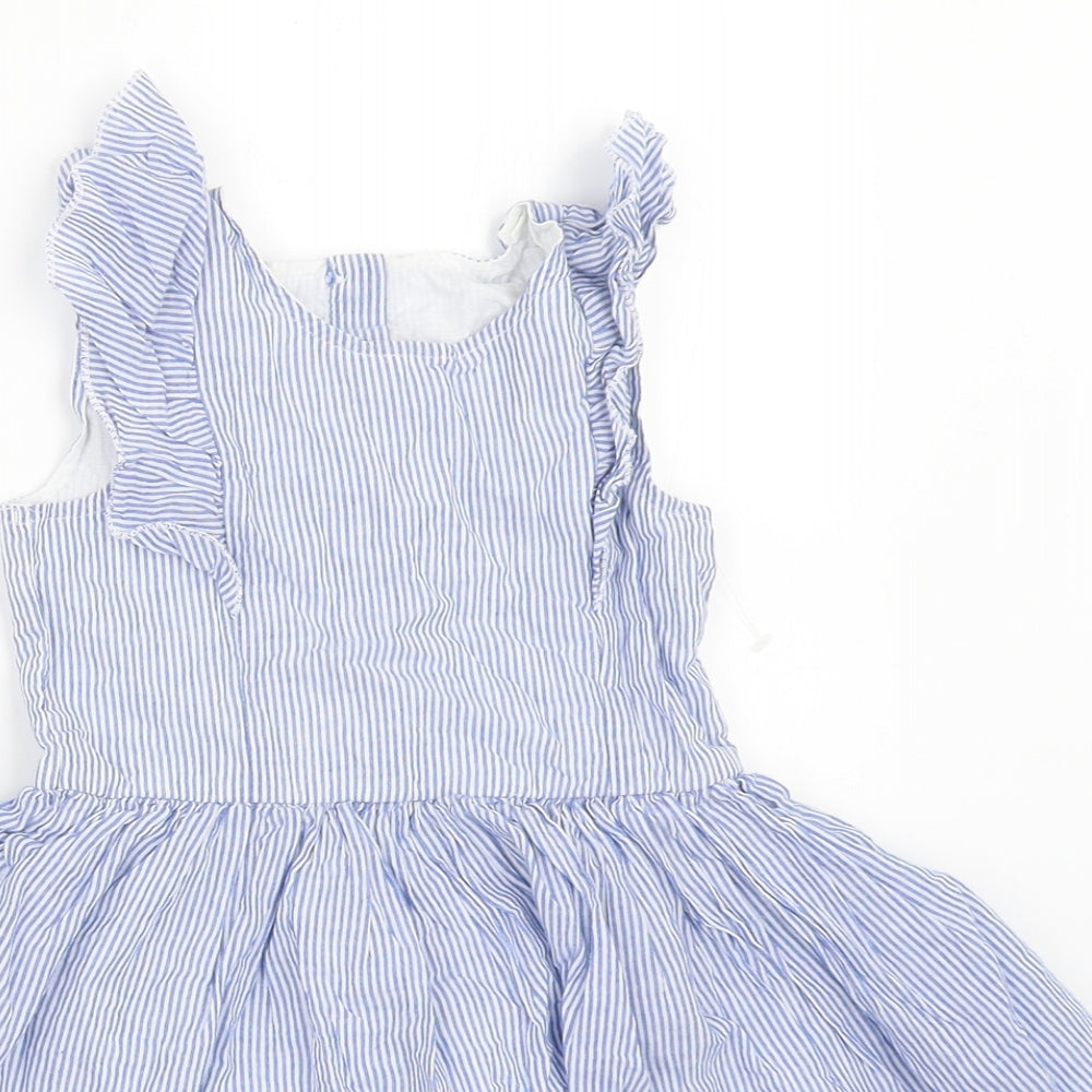 Matalan Girls Blue Striped  Fit & Flare  Size 2-3 Years