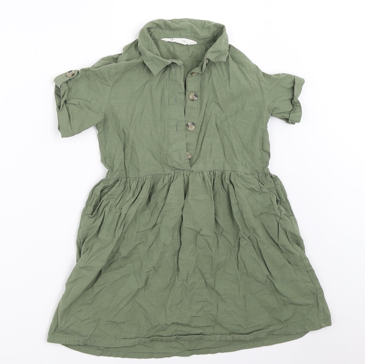 H&M Girls Green   Fit & Flare  Size 5-6 Years