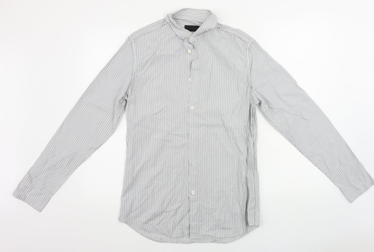 NICOLE FARHI  Mens Grey Striped   Button-Up Size 15