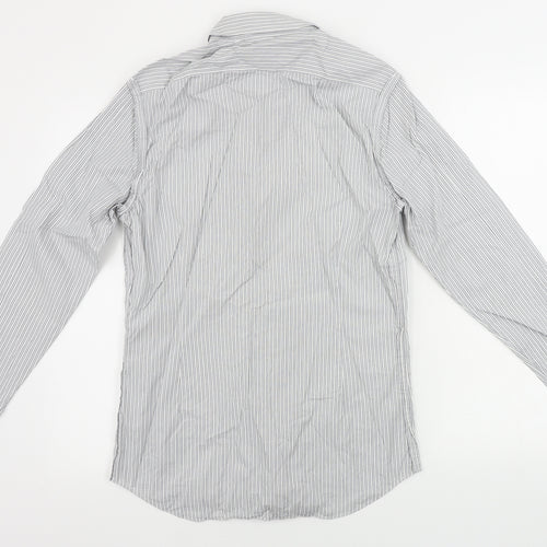 NICOLE FARHI  Mens Grey Striped   Button-Up Size 15