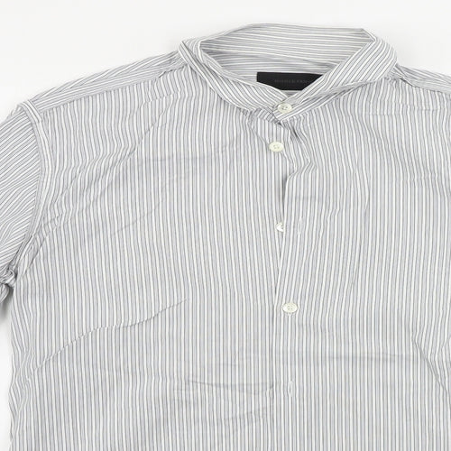 NICOLE FARHI  Mens Grey Striped   Button-Up Size 15