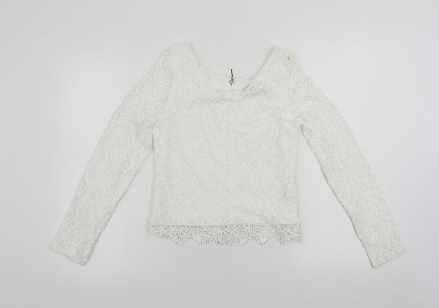 Reyon  Womens White Floral  Basic T-Shirt Size L