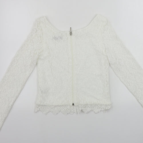 Reyon  Womens White Floral  Basic T-Shirt Size L