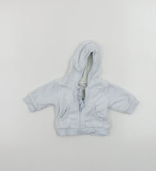 Front view of H&M girls’ blue jacket coat size newborn
