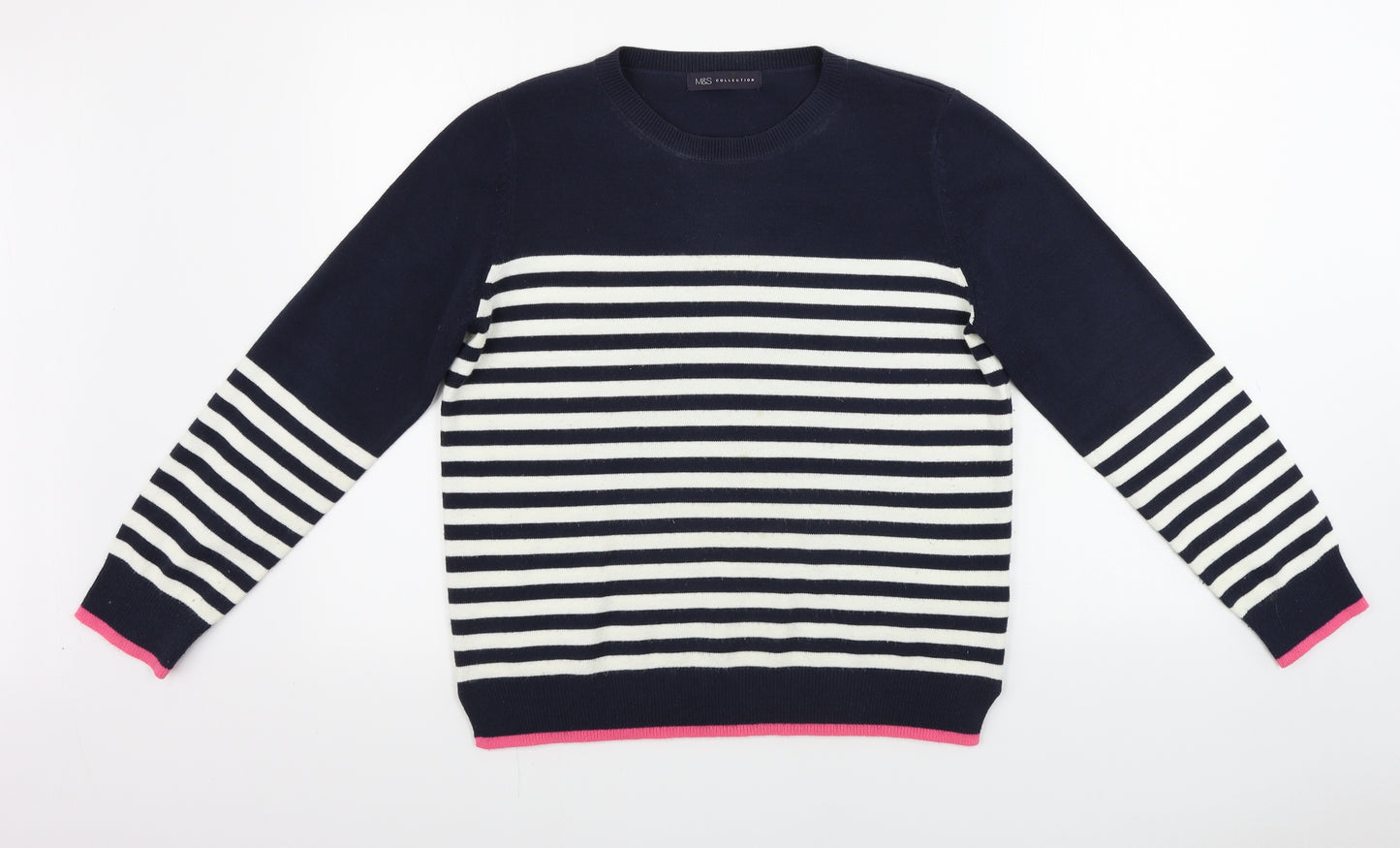 Marks and Spencer  Womens Blue Striped  Pullover Jumper Size 12