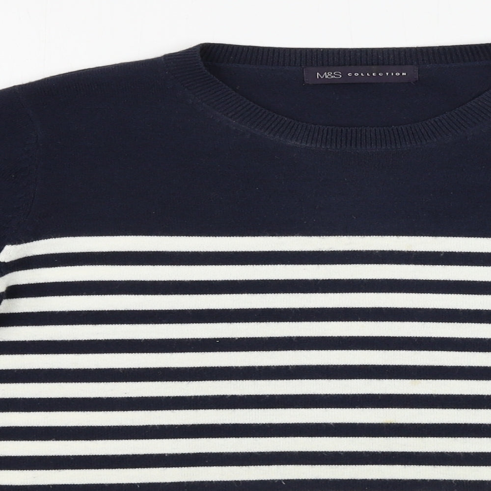 Marks and Spencer  Womens Blue Striped  Pullover Jumper Size 12